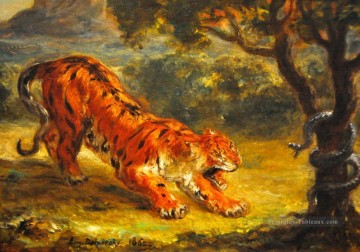 Eugène Delacroix œuvres - tigre et serpent 1862 Eugène Delacroix